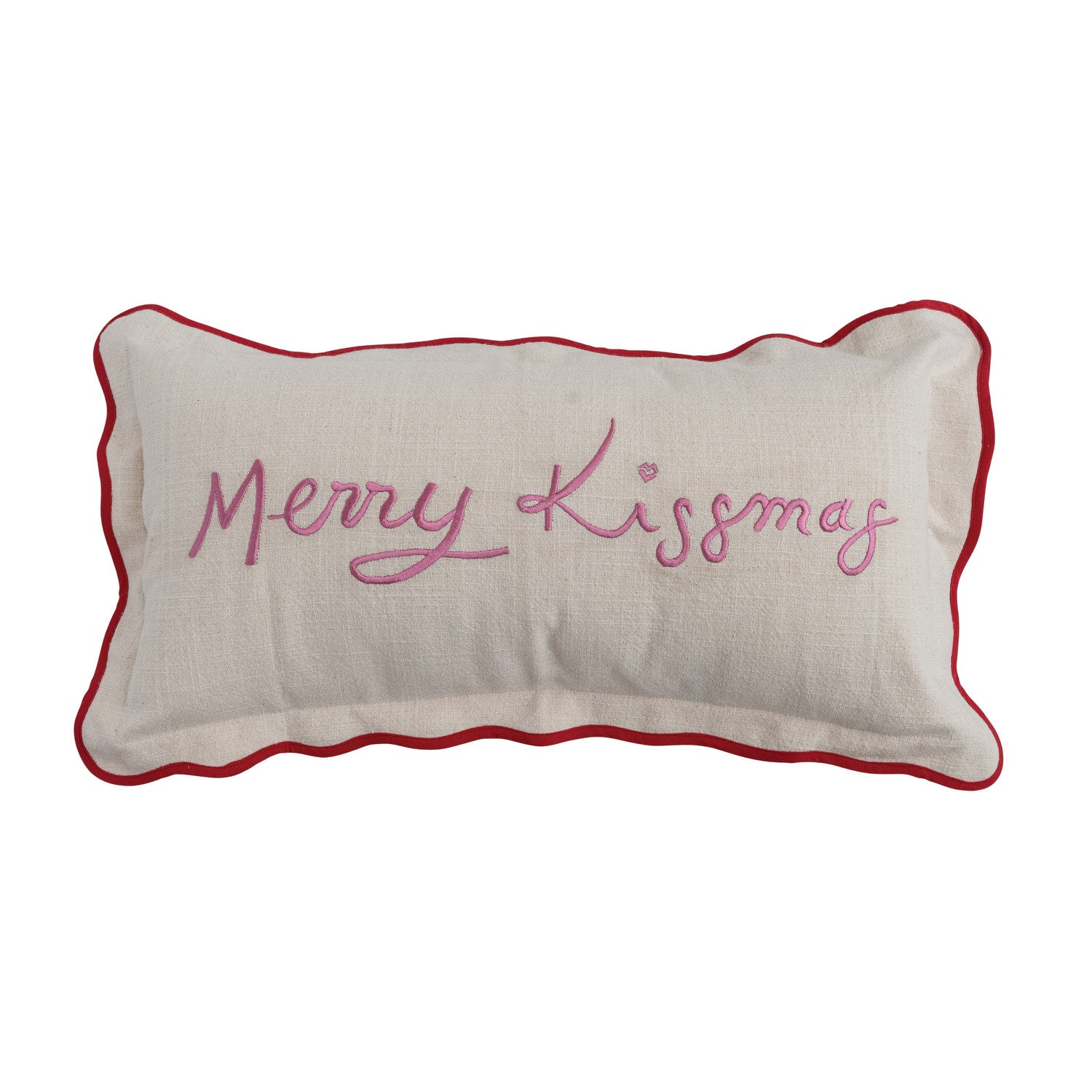 Lumbar Pillow with Piping, Scalloped Flange & Embroidered
