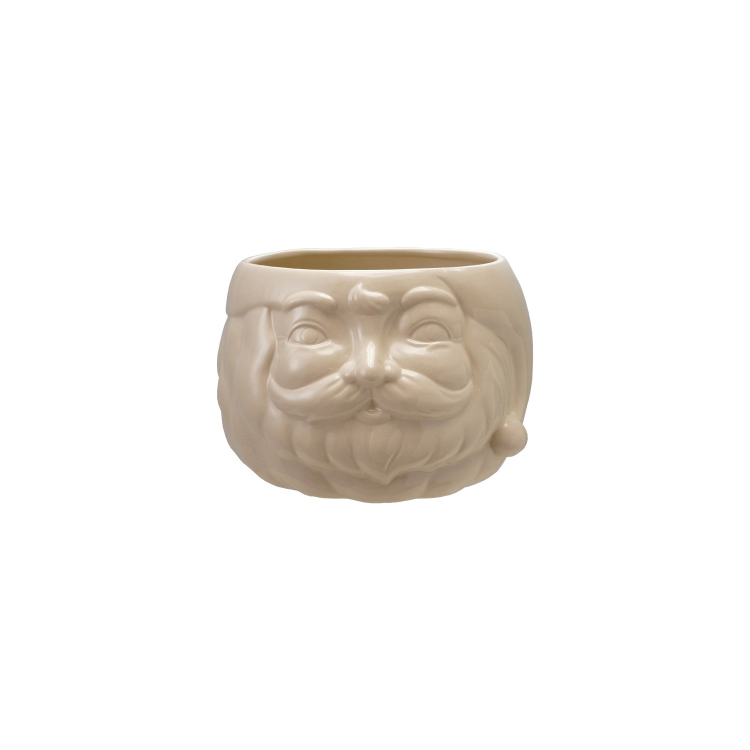 Stoneware Santa Head Shaped Bottle Cooler/Container, White by Creative Co-Op