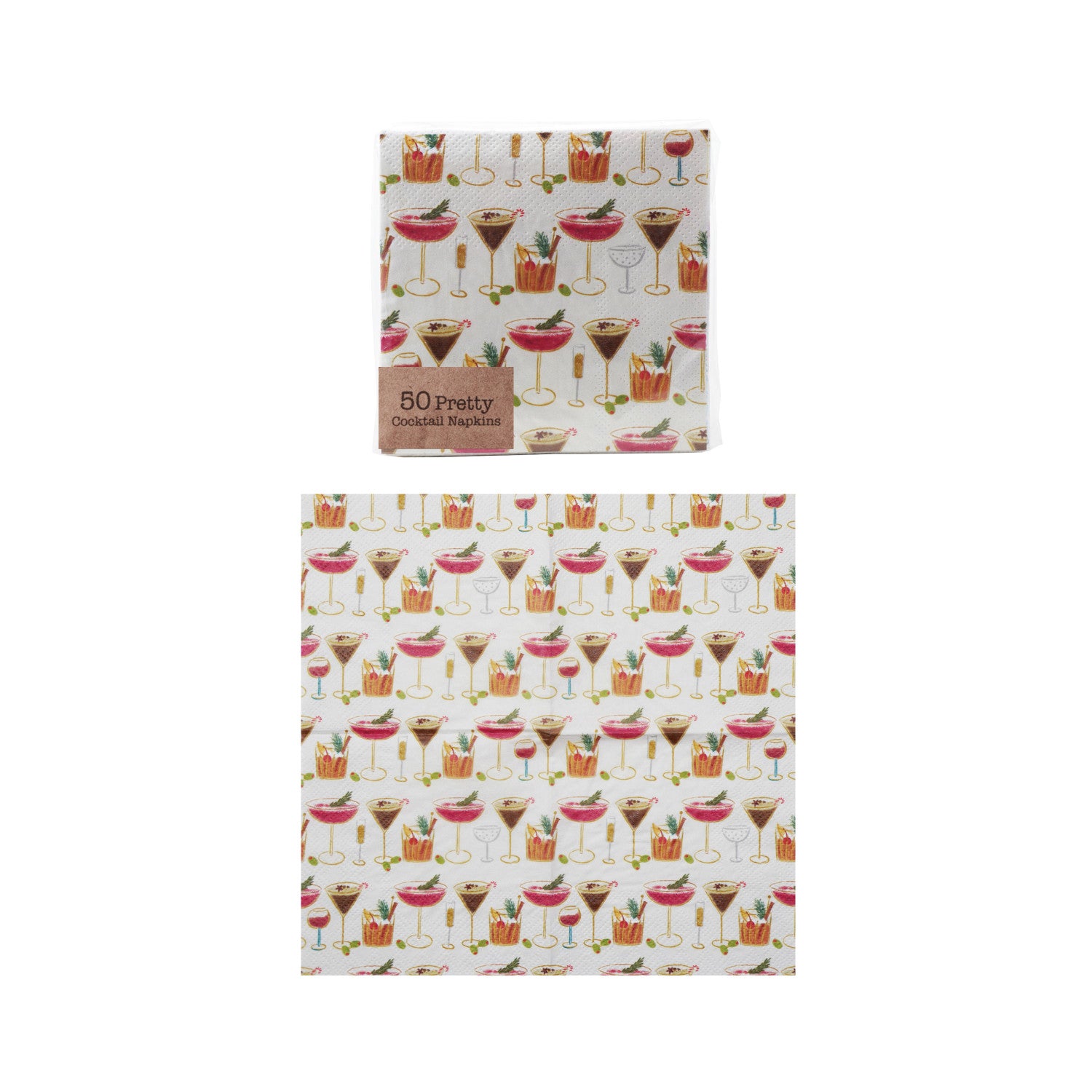 Paper Cocktail Napkins with Cocktail Pattern (Contains 50 Pieces)