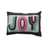 14"L x 10"H Cotton Blend Beaded Lumbar Pillow "JOY", Multi Color