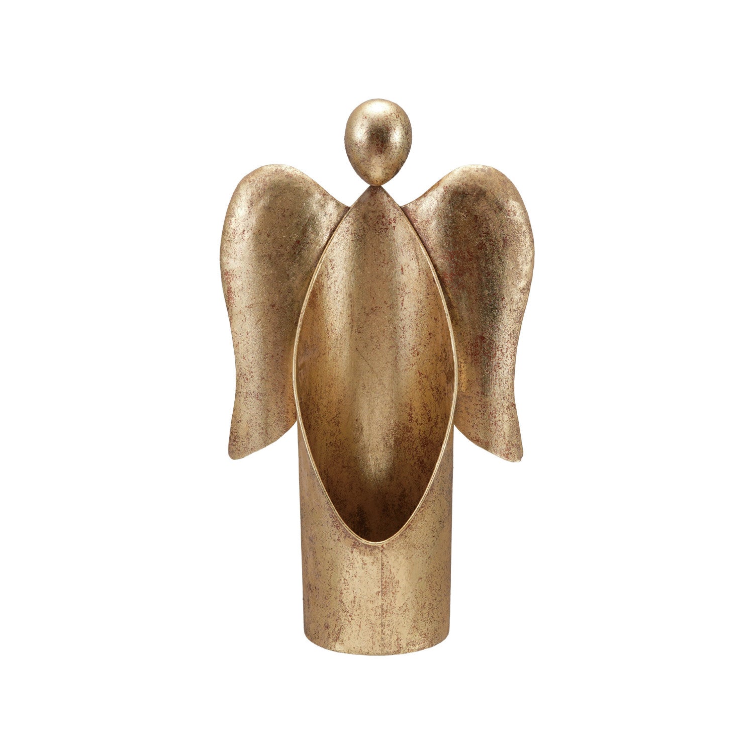 Metal Angel Container, Antique Gold Finish