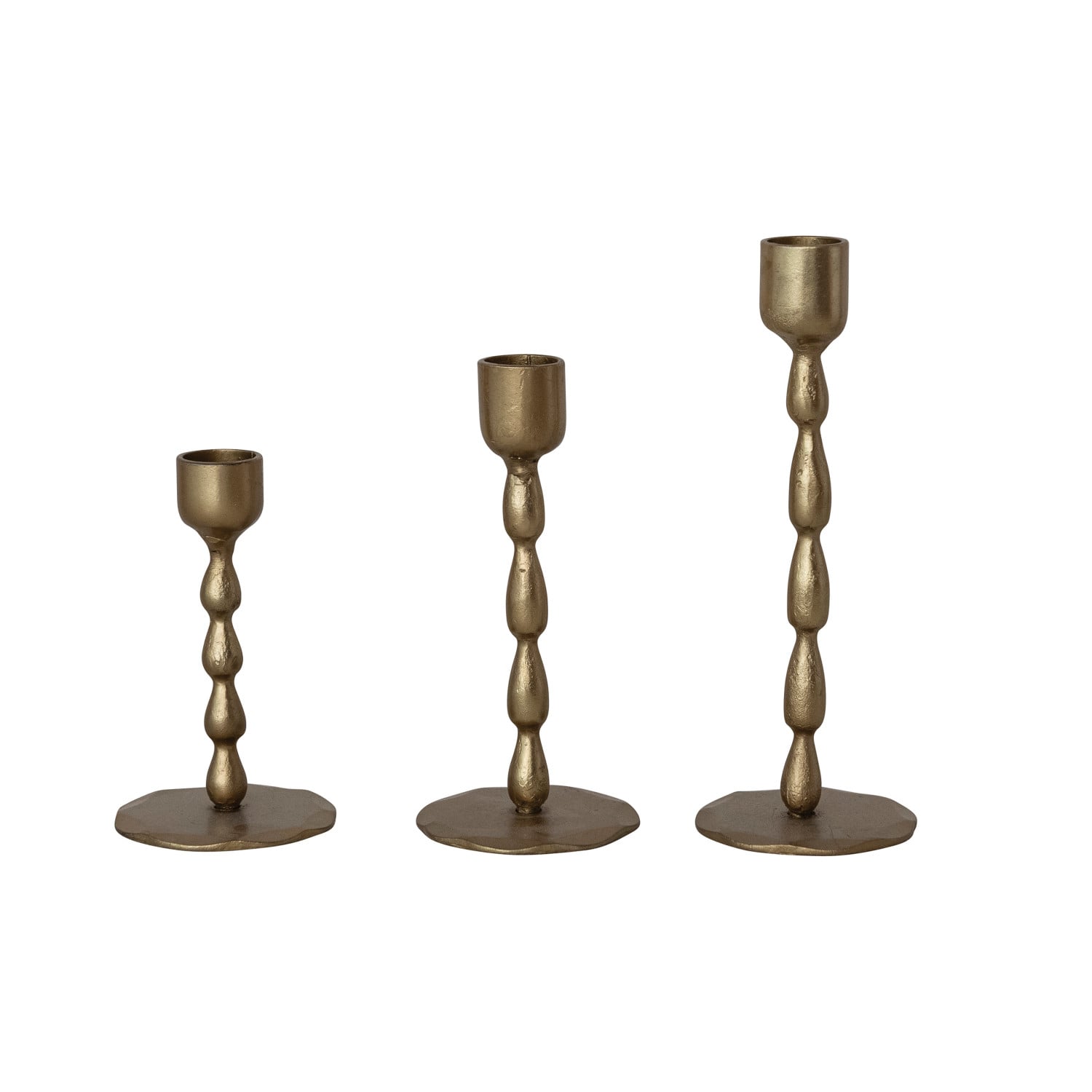 Hand-Forged Iron Taper Holders, Antique Brass Finish, Set of 3 by Creative Co-Op