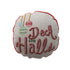 16" Round Linen Printed Pillow with Beads, Piping & Cotton Back "Deck The Halls"