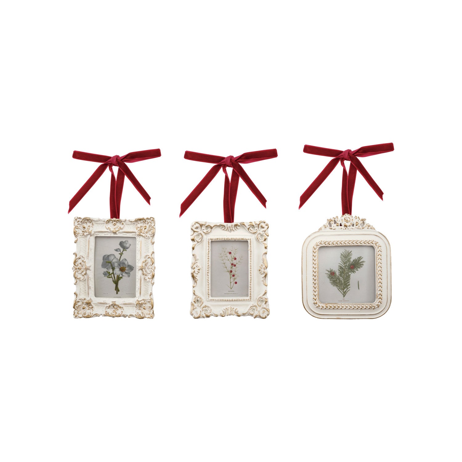 Resin Photo Frame Ornament with Velvet Ribbon, 3 Styles