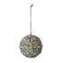 Glass Beaded Plastic Ball Ornament with Faux Pearls, Ivory Color & Gold Finish