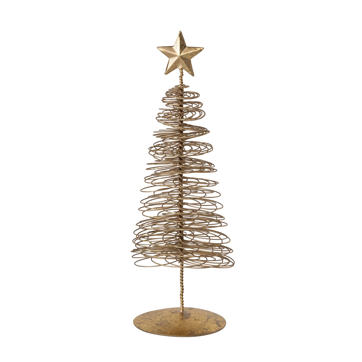 Metal Wire Christmas Tree with Star, Gold Finish
