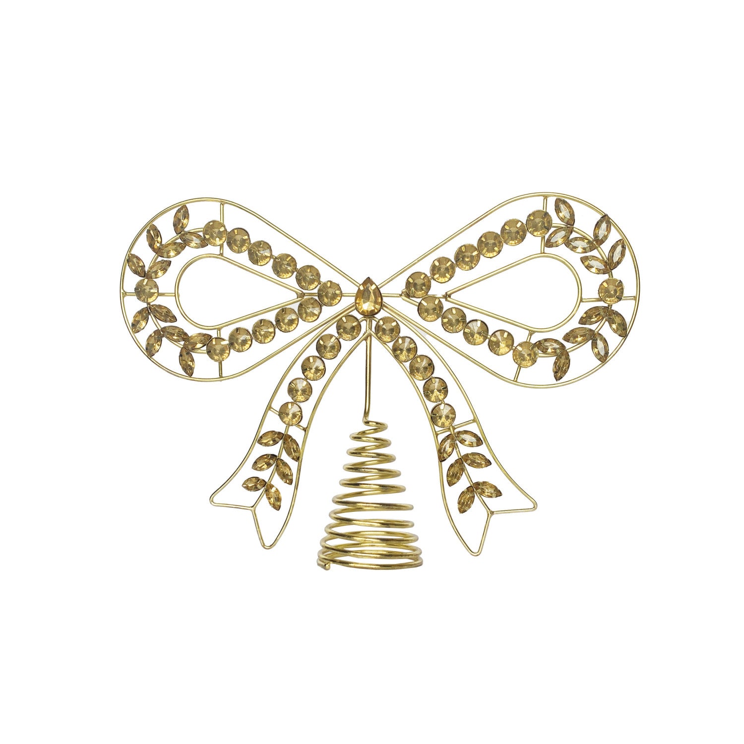 Metal & Acrylic Jewel Bow Shaped Tree Topper, Gold Finish by Creative Co-Op