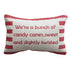 Cotton Embroidered Lumbar Pillow with Stripes "We're A Bunch Of Candy Canes..."