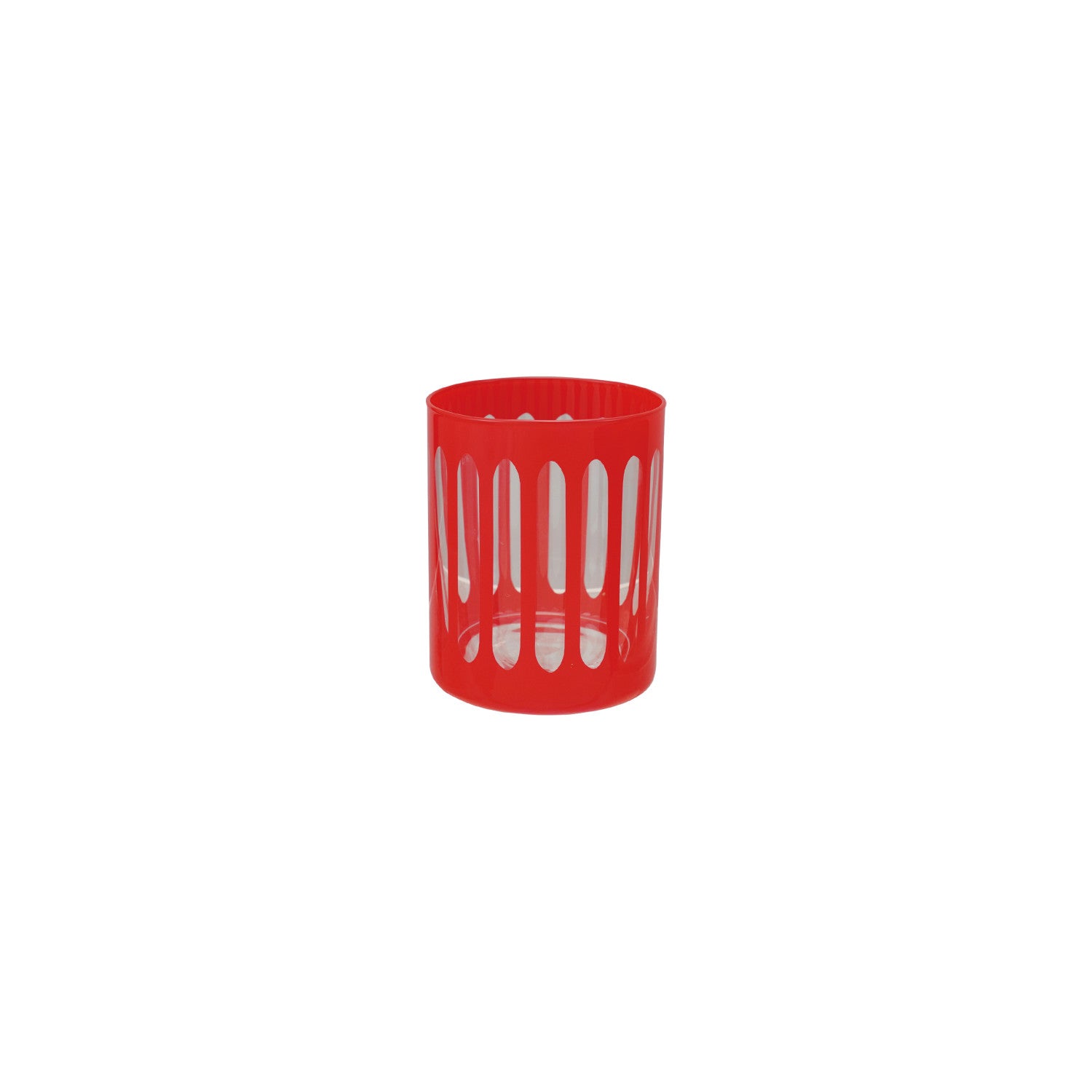 12 oz. Striped Drinking Glass/Votive Holder, Red