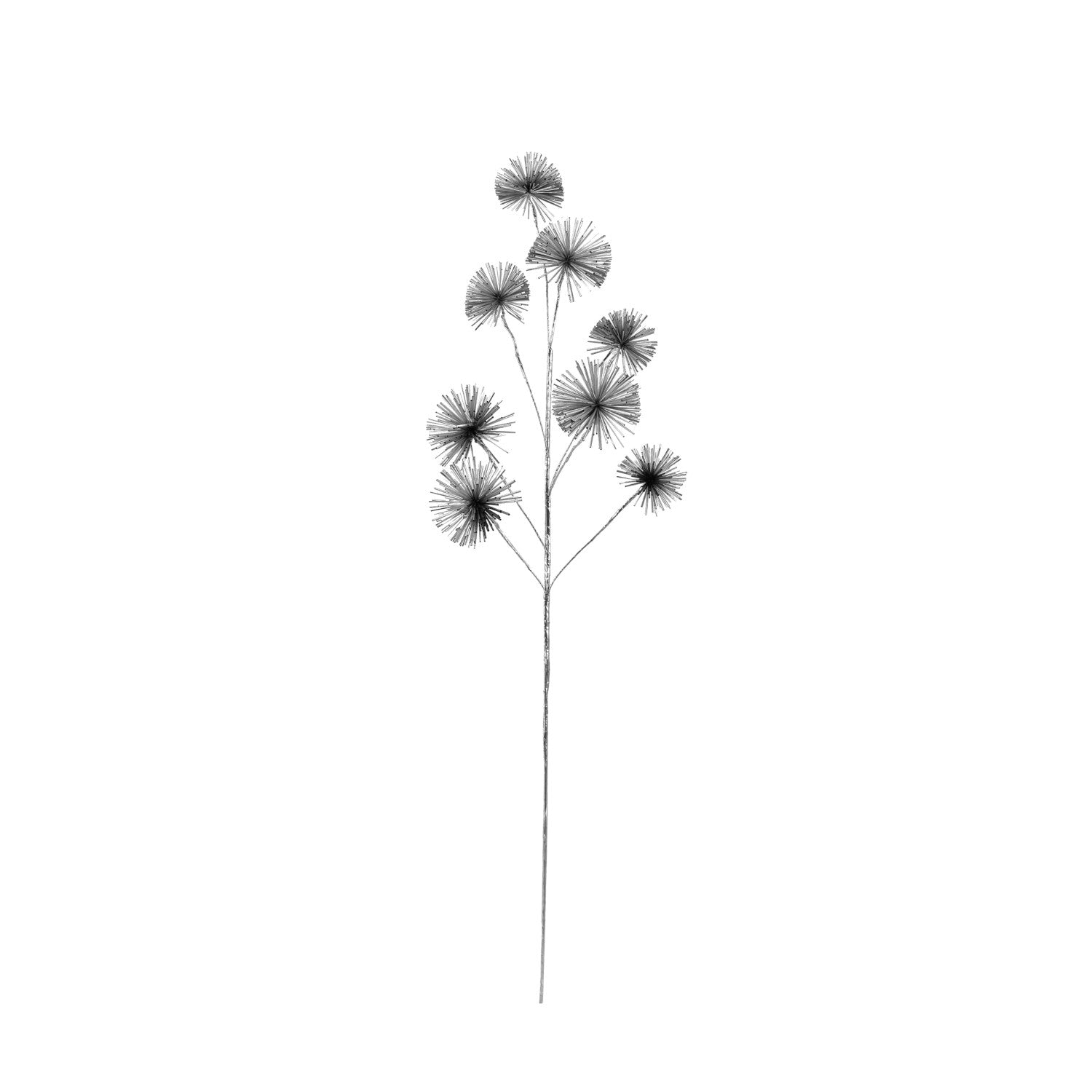 Plastic Tinsel Ball Stem, Silver Color