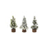 Plastic Tree with Faux Wood Slice Base & LED Light, Snow Finish, 3 Styles