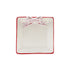Hand-Painted Stoneware Dish with 3D Polka Dot Bow & Colored Edge, White