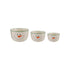 Stoneware Nesting Bowls with Snowman Face & Green Rim, 3 sizes
