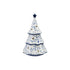 Ceramic Tree with Design, Star Cut-Outs & LED Light, White & Blue