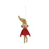 Fabric & Plastic Vintage Reproduction Elf Ornament with Gold Stockings & Hat, Red by Creative Co-Op