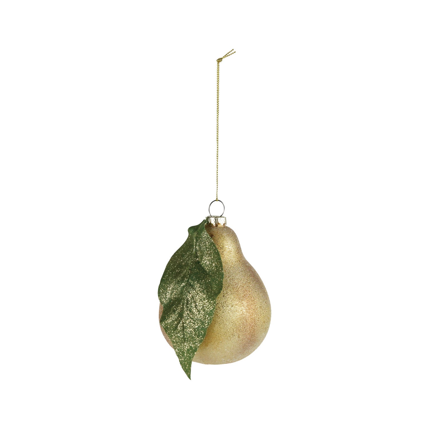 Hand-Painted Glass Pear Ornament with Glitter & Sugar