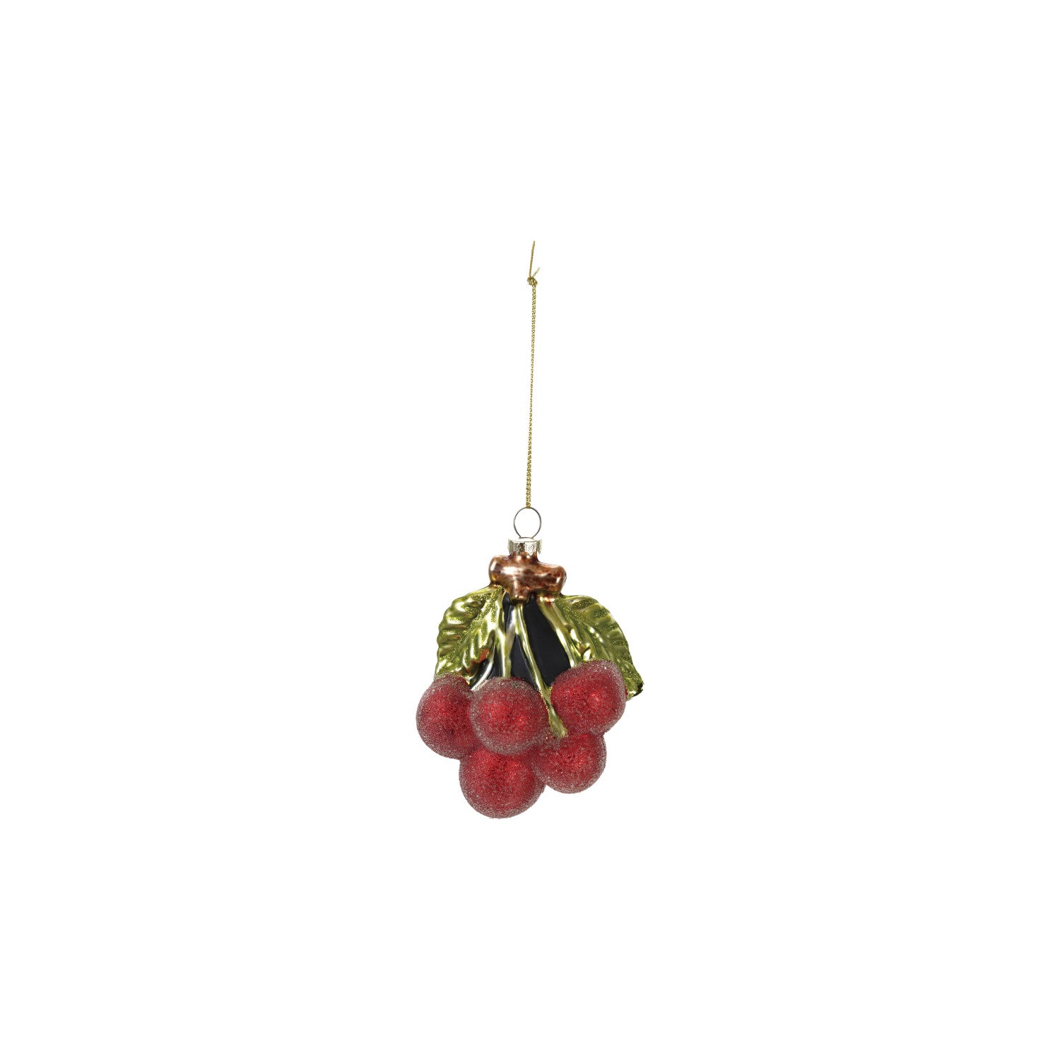 Glass Cherry Cluster Ornament with Sugar, Red & Green by Creative Co-Op