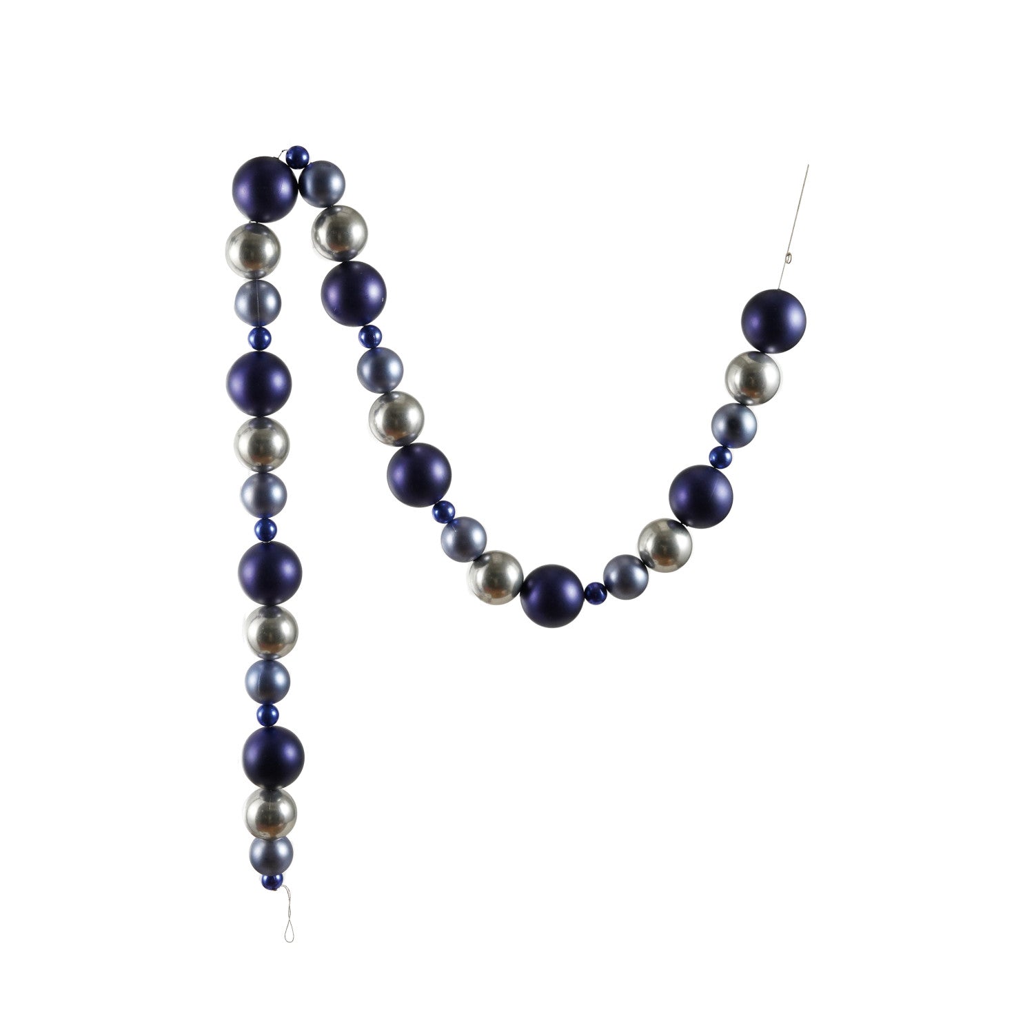 Plastic Ball Garland, Blue & Silver Finish