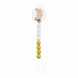 Yellow Moon Wood & Silicone Pacy Clip BY MUD PIE