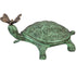 14"L Turtle and Butterfly Verdigris Metal Garden Statuary
