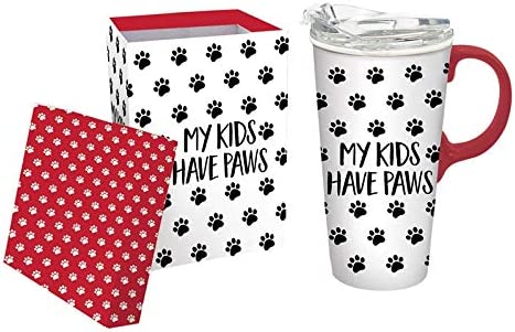 Ceramic Travel Cup, 17 OZ. ,w/box My Kids Have Paws - A. Dodson's