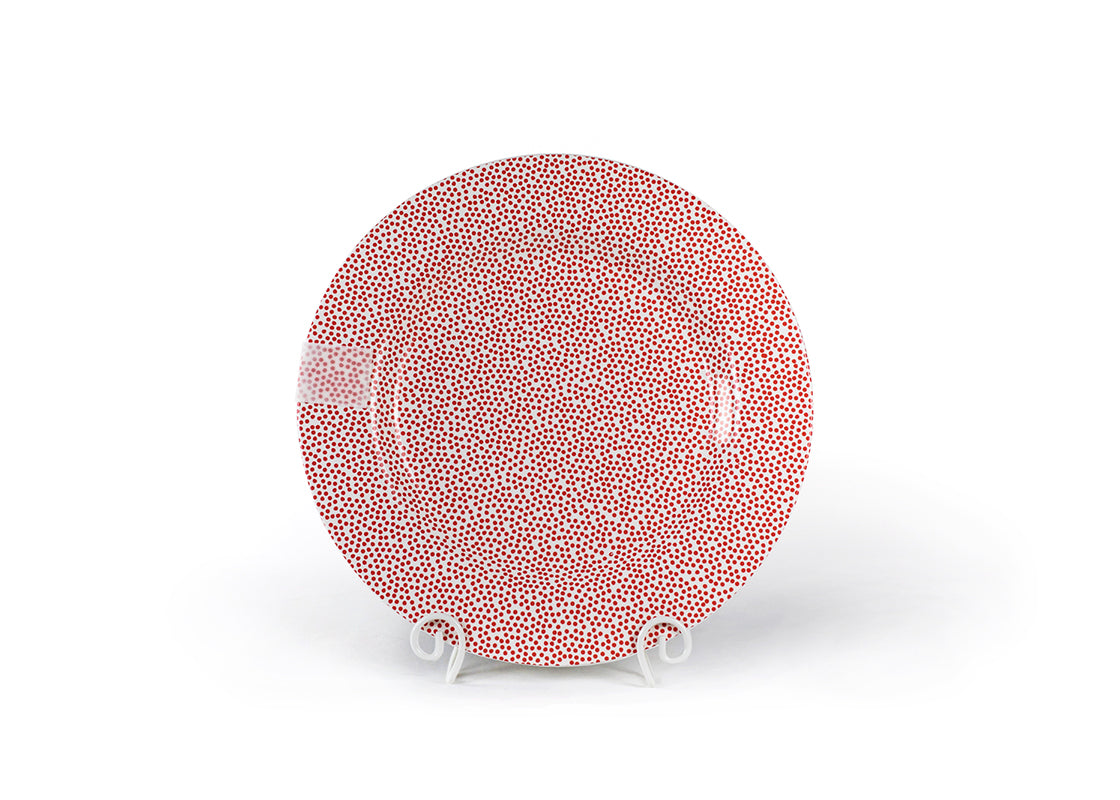 RED SMALL DOT BIG ENTERTAINING ROUND PLATTER - A. Dodson's