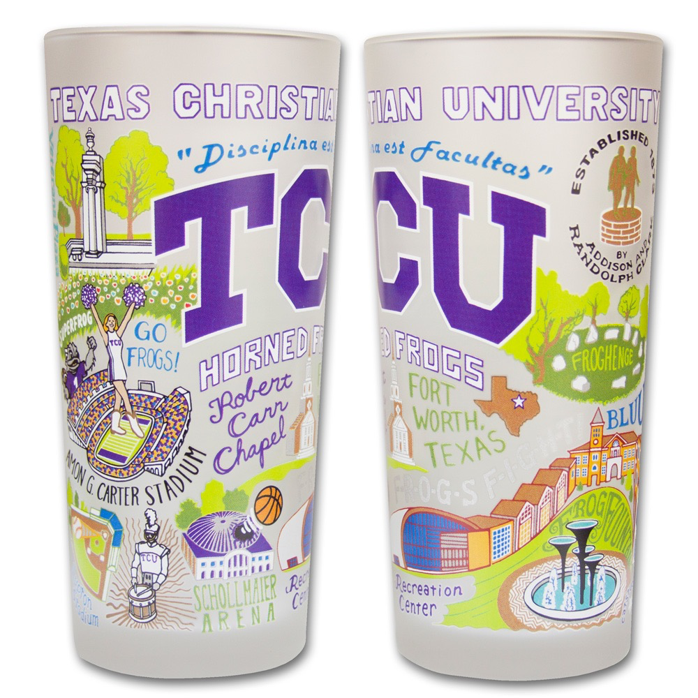 TEXAS CHRISTIAN UNIVERSITY GLASS BY CATSTUDIO - A. Dodson's