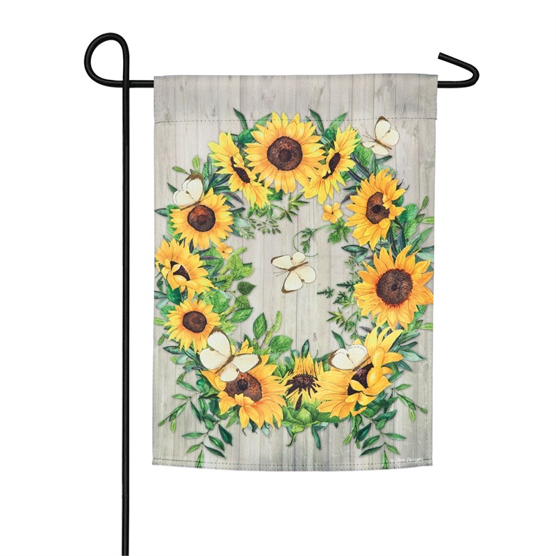 SUNFLOWER WREATH GARDEN SUEDE FLAG