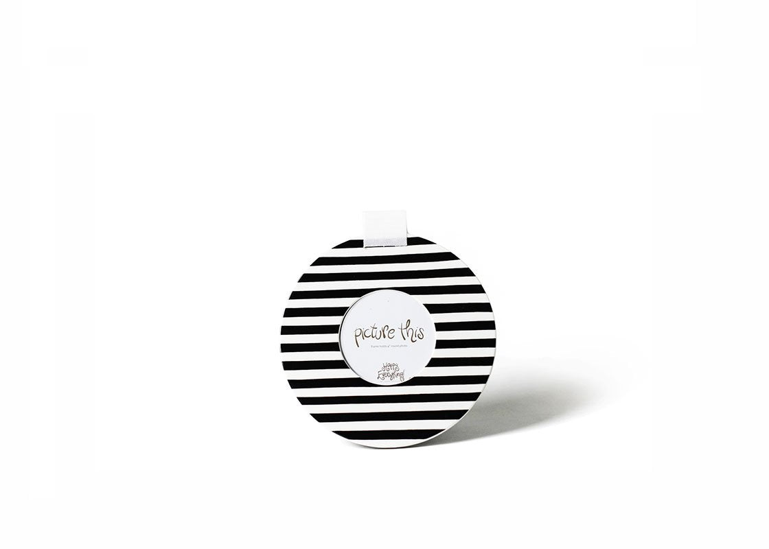 Happy Everything Black Medium Stripe Mini Round Frame - A. Dodson's