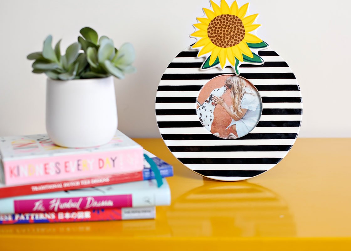 Happy Everything Black Medium Stripe Mini Round Frame - A. Dodson's