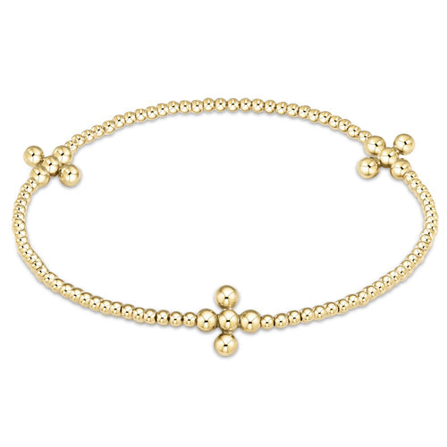 signature cross gold pattern 2mm bead bracelet by enewton