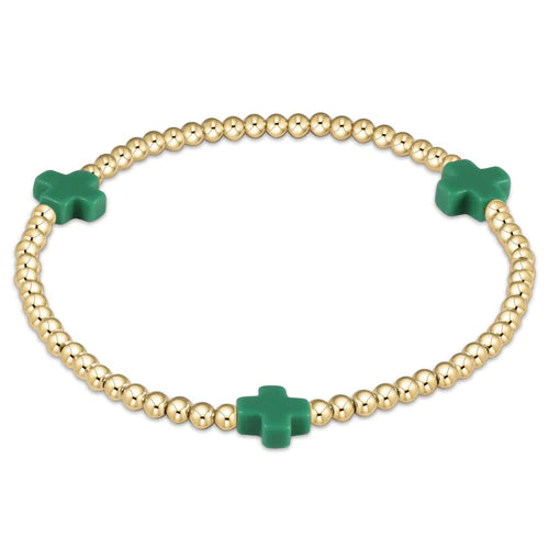 signature cross gold pattern 3mm bead bracelet - emerald by enewton - A. Dodson's