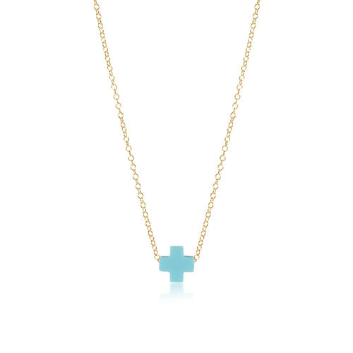 16" necklace gold - signature cross - turquoise by enewton
