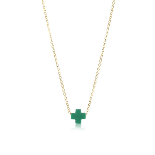 16" necklace gold - signature cross - emerald by enewton