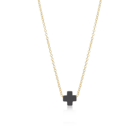 16" necklace gold - signature cross - charcoal by enewton