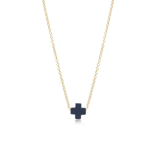16" necklace gold - signature cross - navy by enewton