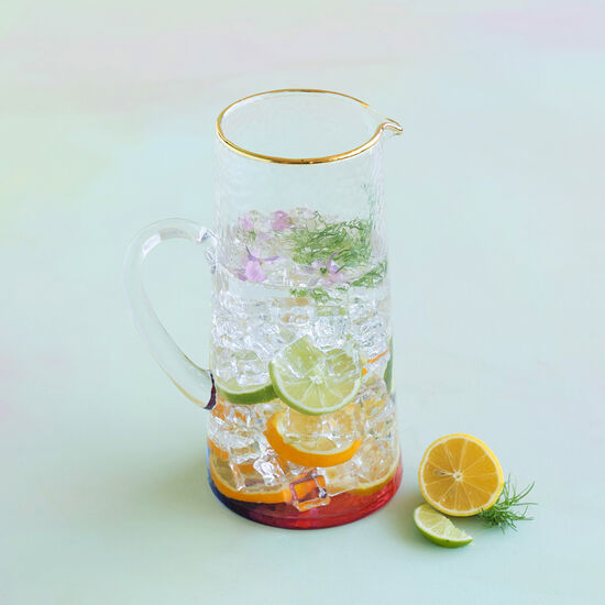 Colorful Bottom Cocktail Pitcher, Glass, 10"