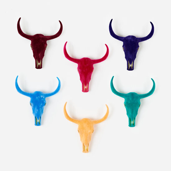 Flocked Longhorn Skull Wall Mount - 6 Colors - A. Dodson's