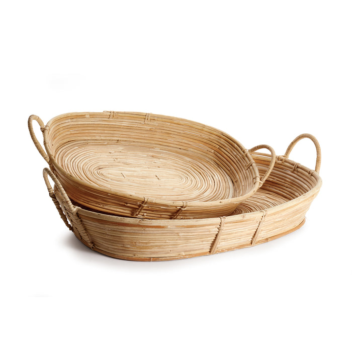CANE RATTAN TRAYS WITH HANDLES, SET OF 2 BY NAPA HOME & GARDEN