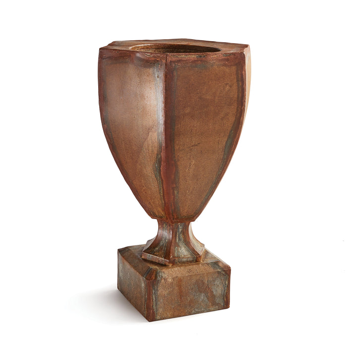 WEATHERED METAL TAPERED SQUARE URN BY NAPA HOME & GARDEN