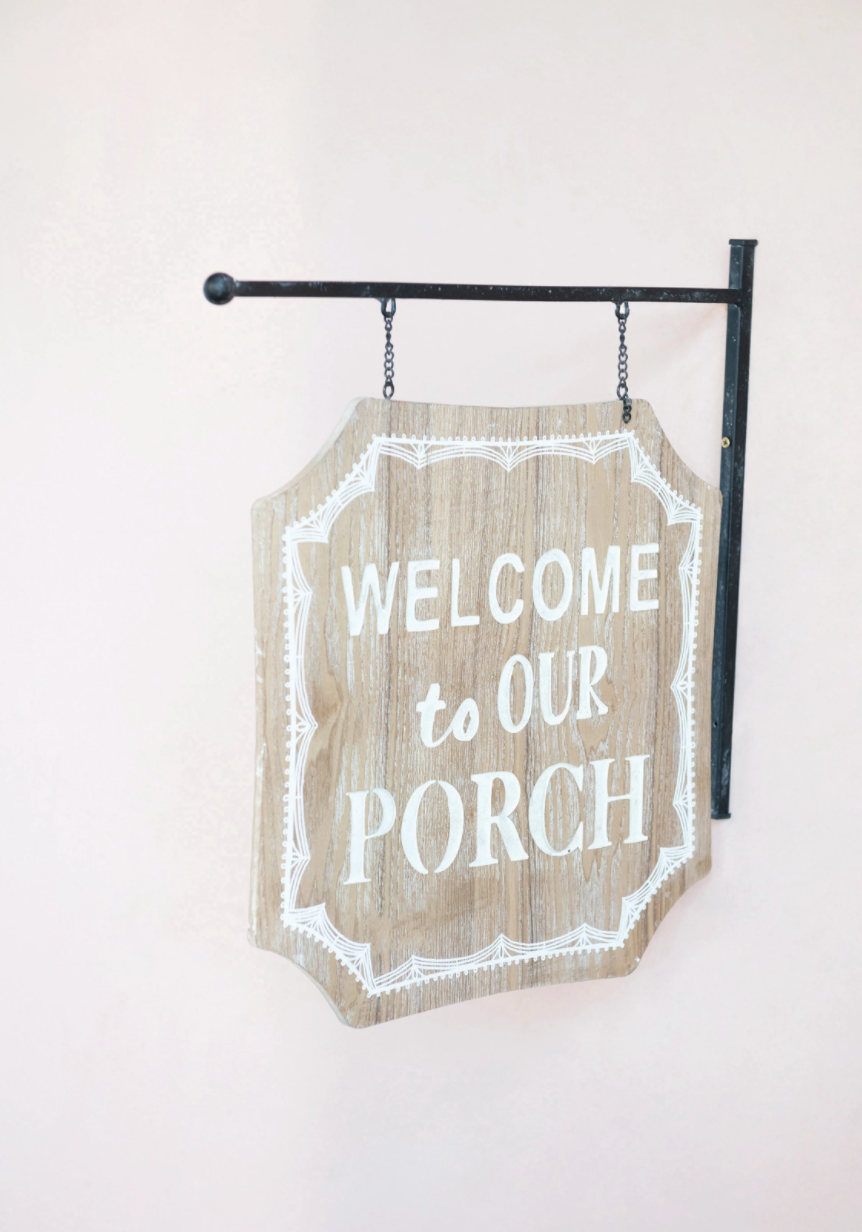 Two-Sided Wall Décor with Metal Bracket "Welcome To Our Porch"