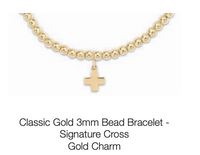 Classic Gold 3mm Bead Bracelet - Signature Cross Gold Charm by enewton