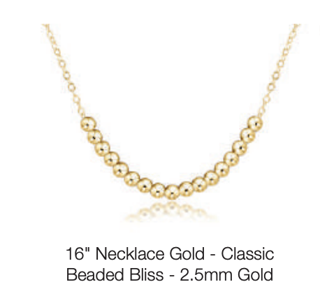 16" Necklace Gold - Classic Beaded Bliss - 2.5mm Gold by enewton
