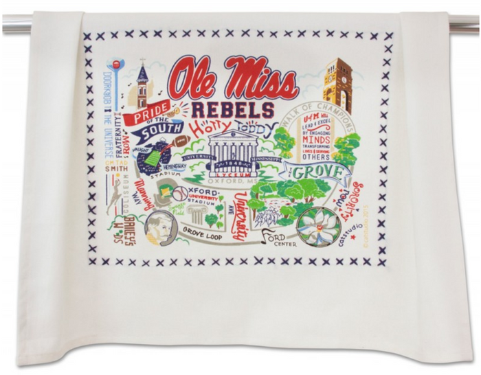 OLE MISS UNIVERSITY OF MISSISSIPPI DISH TOWEL BY CATSTUDIO