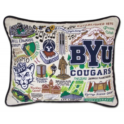 BRIGHAM YOUNG UNIVERSITY PILLOW BY CATSTUDIO