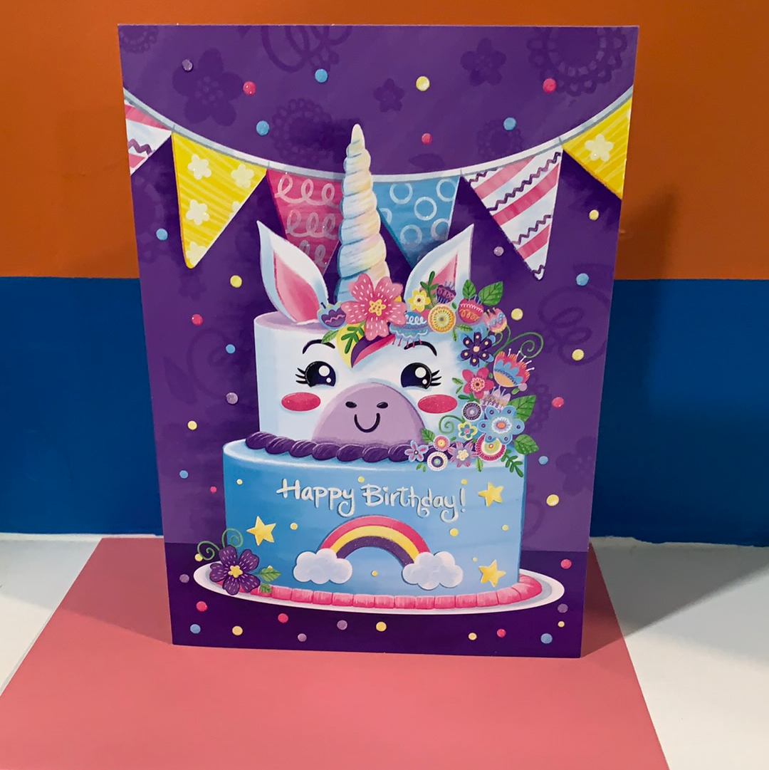 GLITTER CARD - UNICORN CAKE - A. Dodson's