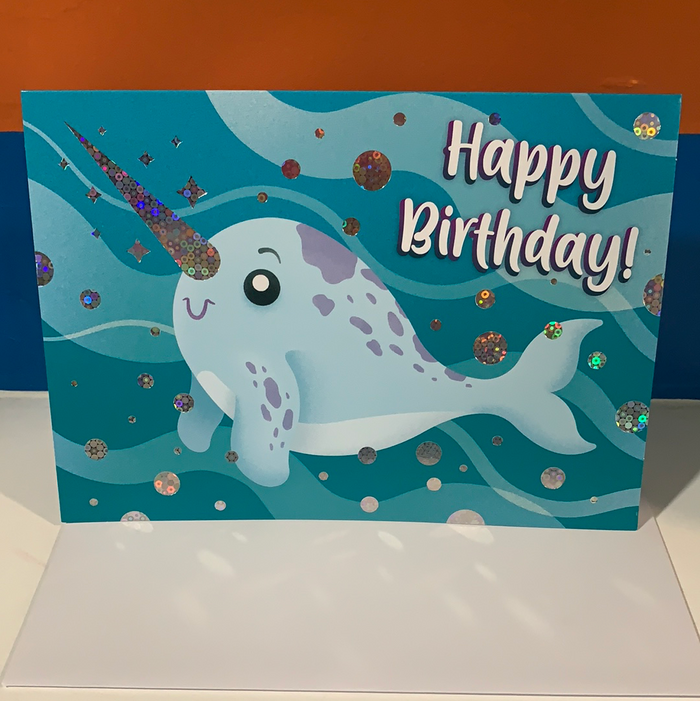 NARWHAL BIRTHDAY FOIL CARD