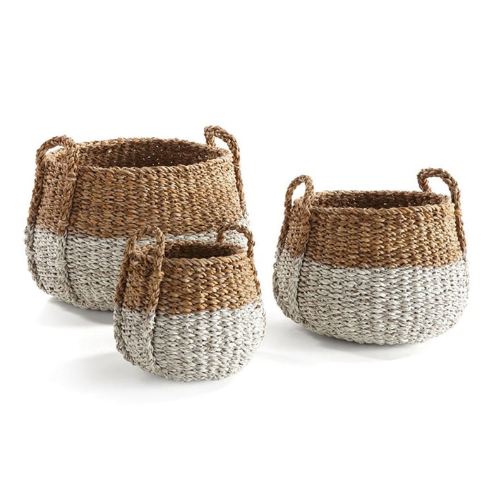 SEAGRASS ROUND BASKETS WITH HANDLES, SET OF 3 BY NAPA HOME & GARDEN